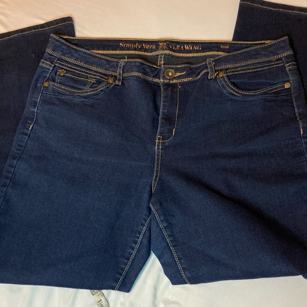 Vera Wang Dark Wash Boot-cut Blue Jeans Size 16